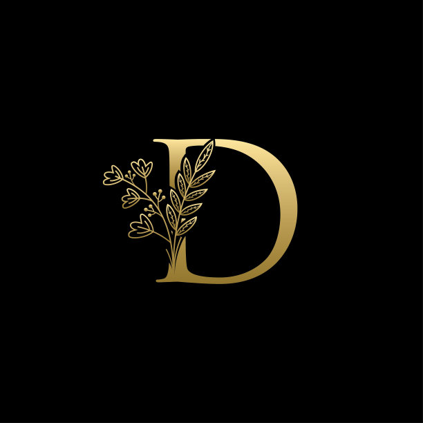 金花字母D标志设计元素。图片下载