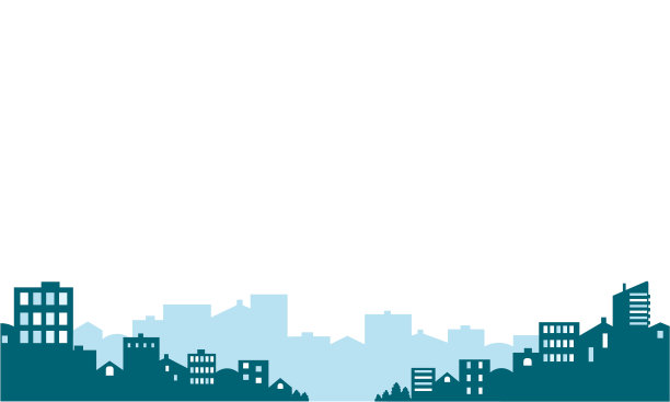 由城市景观和房屋剪影组成的插图。图片下载