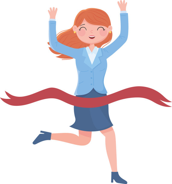 女性领导跨越终点线并突破图片下载