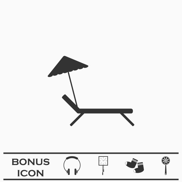 沙滩伞和沙发图标平坦图片下载