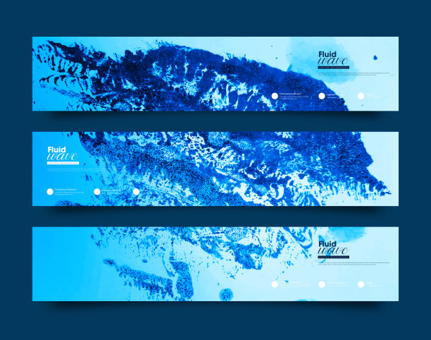 蓝色抽象水彩横幅背景。手绘水彩污渍图片下载