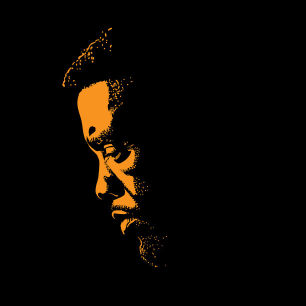 非洲大胡子男子肖像剪影图片下载