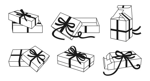 礼盒丝带蝴蝶结黑色带线套图片下载