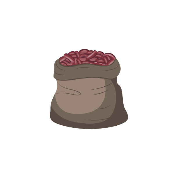 布袋红芸豆标志，平面矢量插图孤立。图片下载