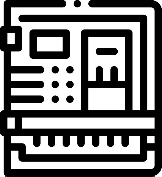 带端口的黑色电脑系统图标图片下载