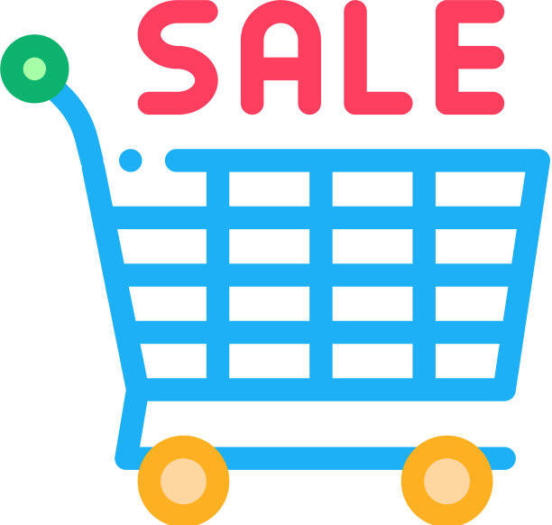 商店出售购物车彩色图标图片下载