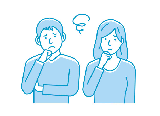 矢量插图的年轻男子和女子(夫妇或家庭等)在麻烦或困惑。图片下载