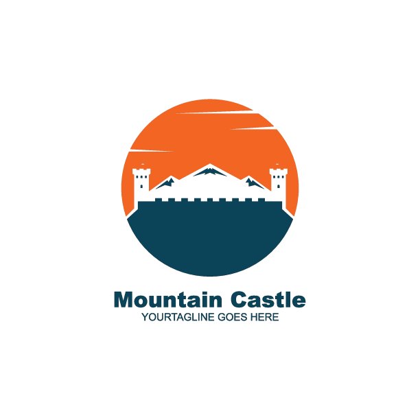城堡山图标矢量插画设计图片下载