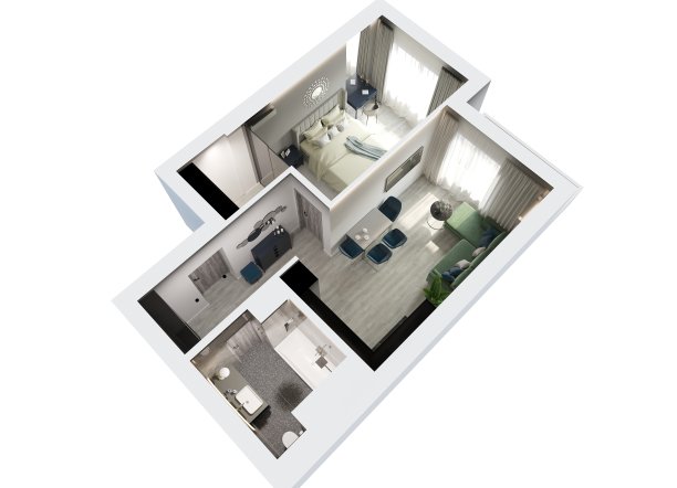 空亭，室内可视化，3D插图图片下载