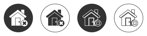 带有错误标记图标的黑色房子孤立在白色上图片下载
