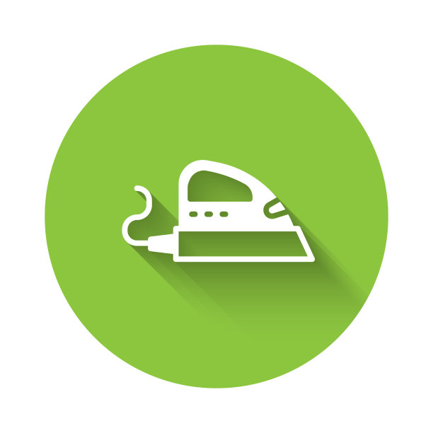 白色电熨斗图标与长影子隔离图片下载