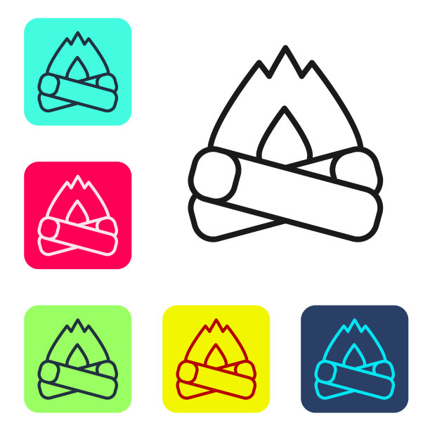 黑线营火图标孤立在白色图片下载