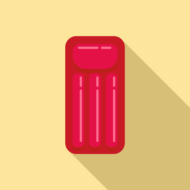 夏季充气床垫图标平坦风格图片下载