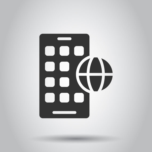 全球智能手机图标在平面风格的手机图片下载