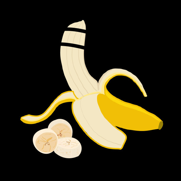 黑色背景上的黄色香蕉片图片下载
