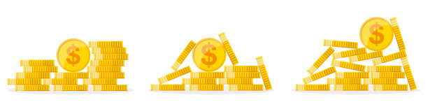 设置硬币堆硬币孤立图片下载