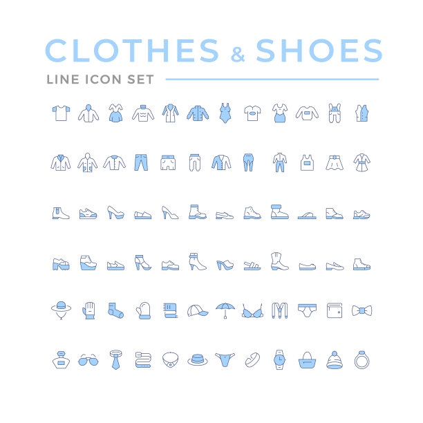 设置颜色图标，衣服，鞋子和配件图片下载