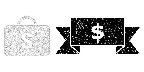 垃圾美元缎带邮票和网状网络图片下载