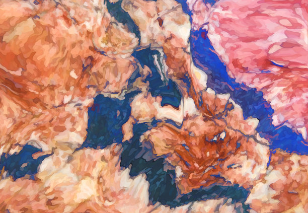 抽象的图案。纹理与大理石图案作为背景。抽象的画面，五彩缤纷的天然石材纹理。大理石装饰的背景。数字绘画。红色调的大理石。2 d插图。图片下载