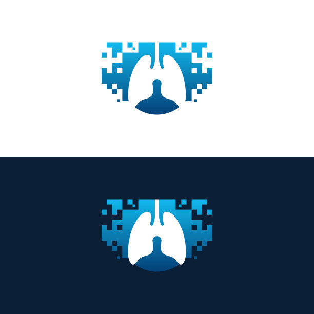 数码肺像素肺标志设计理念图片下载