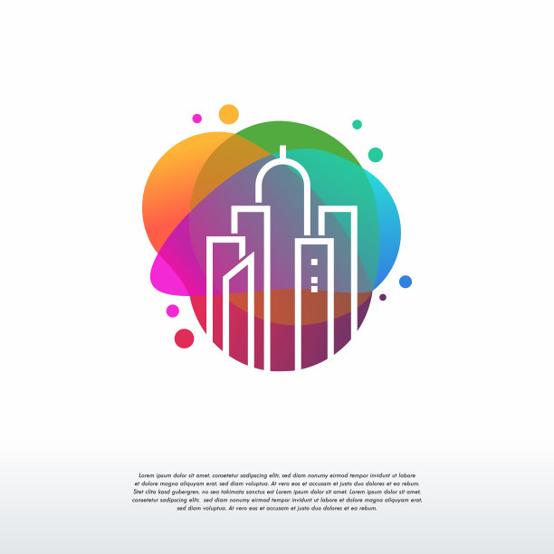 色彩城市标志设计概念画城市图片下载