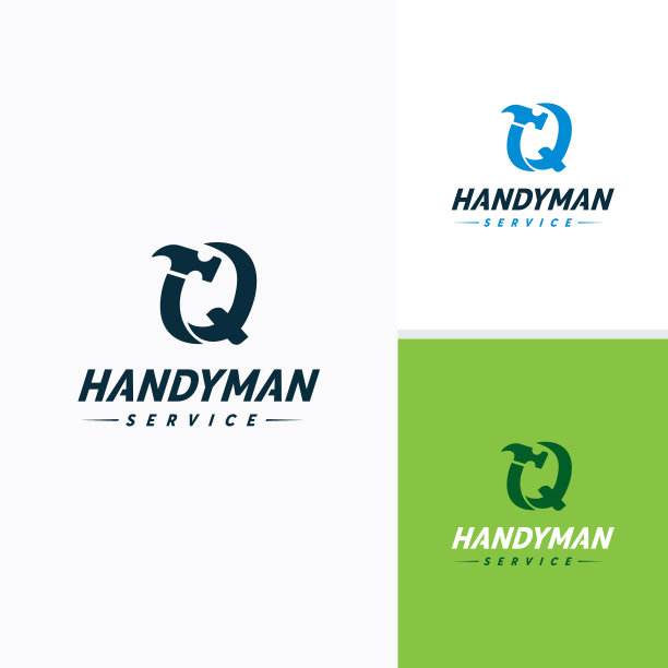 勤杂工服务标志设计字母q锤标志图片下载