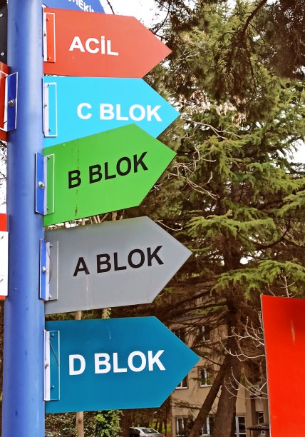 土耳其伊斯坦布尔，医院的方向标志显示街区和紧急情况图片下载