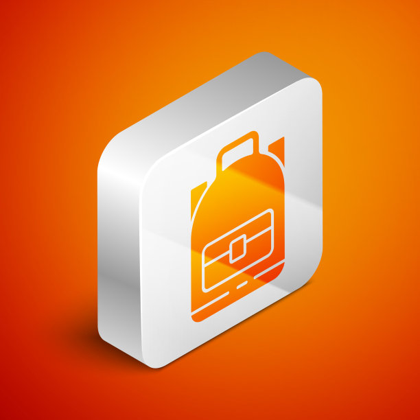 等距徒步背包图标孤立在橙色图片下载