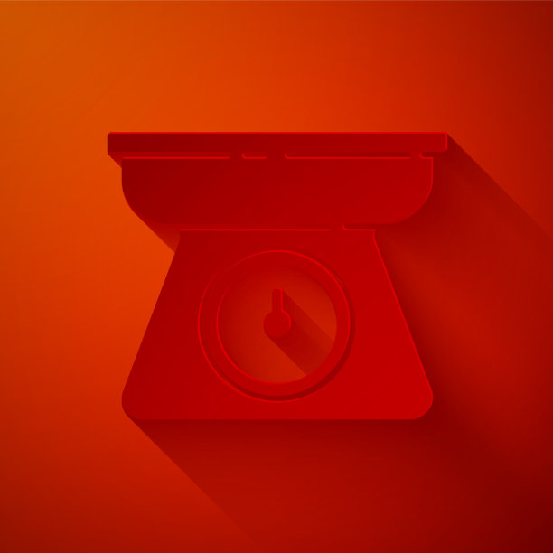 剪纸鳞片图标孤立在红色背景图片下载