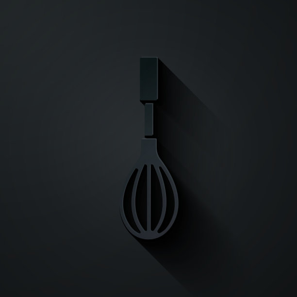 剪纸厨房搅拌器图标孤立在黑色图片下载