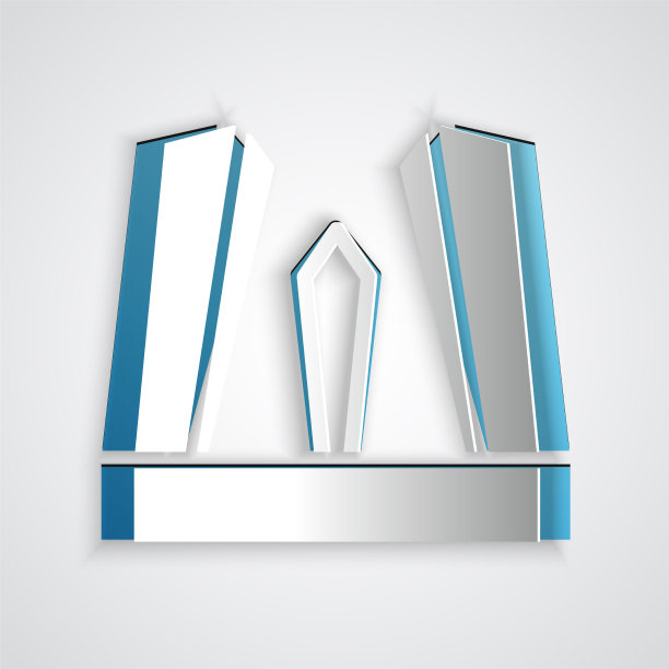 剪纸门欧洲图标孤立在灰色图片下载