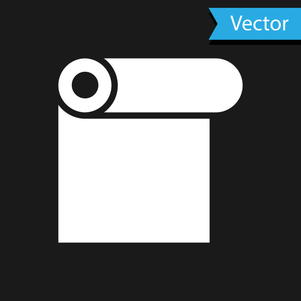 白色卷纸图标孤立在黑色图片下载