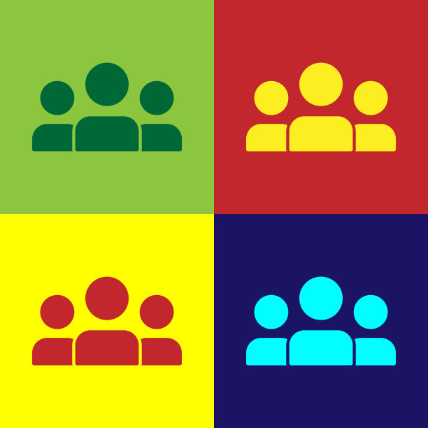 波普艺术用户群图标隔离颜色图片下载