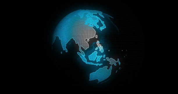 全球通信概念，地球旋转与节点和线连接。未来和技术概念。蓝色的大理石。地球旋转动画社会未来技术摘要图片下载