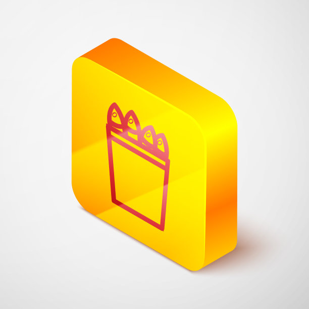 等距线钓鱼桶与鱼的图标图片下载