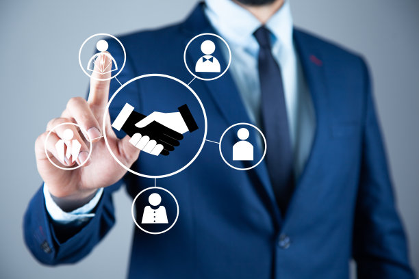 男人触摸握手和团队图标图片下载