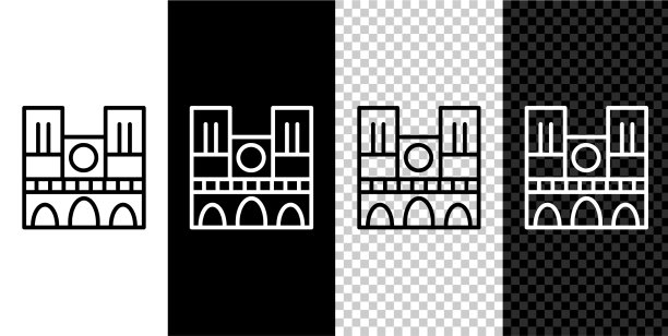 设定线标志法国巴黎圣母院图片下载