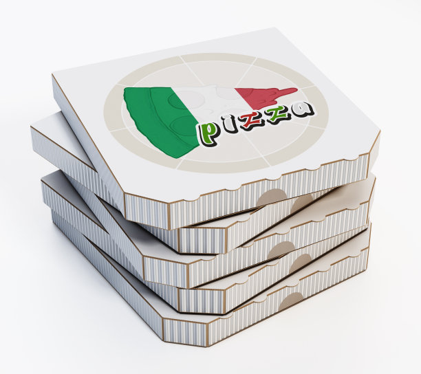 一堆封闭的披萨盒孤立在白色上图片下载