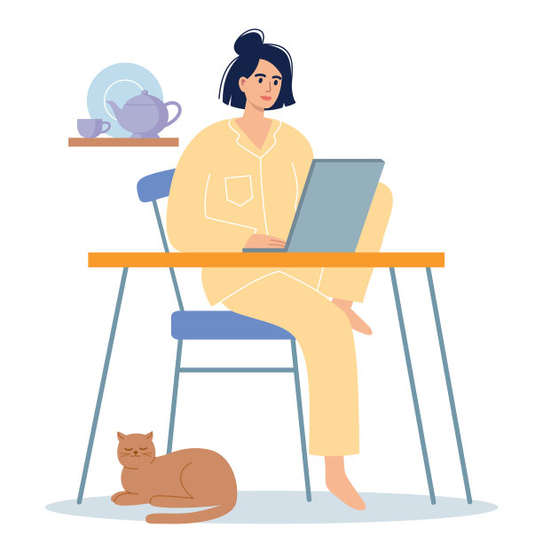 自由职业者女性在家工作图片下载