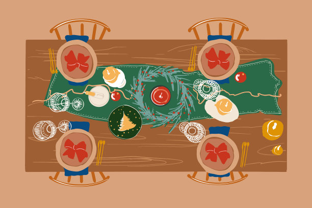 节日装饰的餐桌图片下载