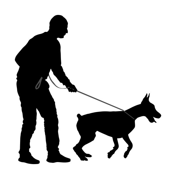 主人保持杜宾犬剪影图片下载