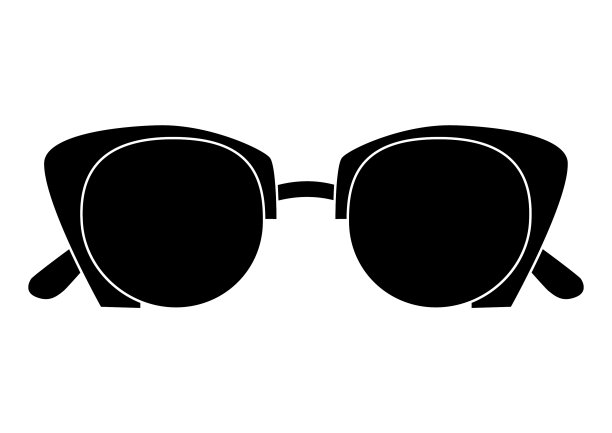 黑色眼镜平面太阳镜标志上的白色图片下载