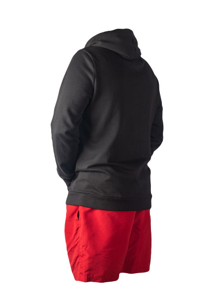 带有兜帽的熨斗拉链的运动衫和孤立在白色背景上的运动短裤。休闲运动服装图片下载