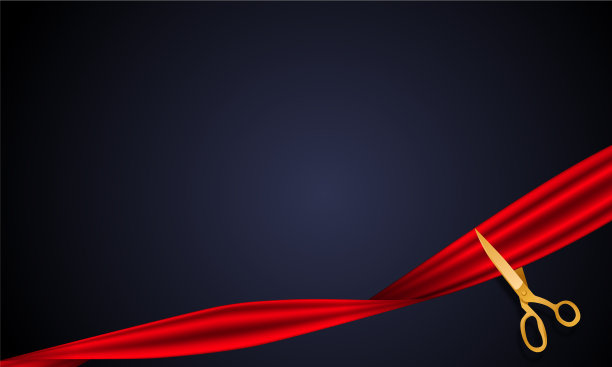 盛大的开幕卡与丝带和剪刀图片下载