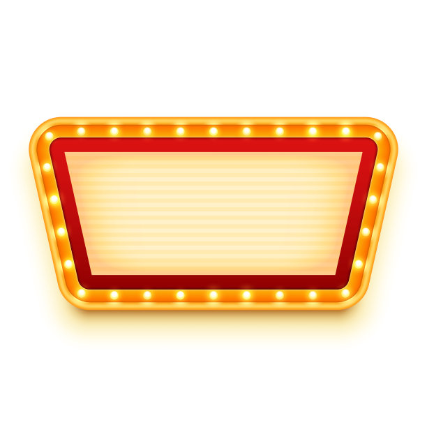 带有发光灯泡的复古墙标志图片下载