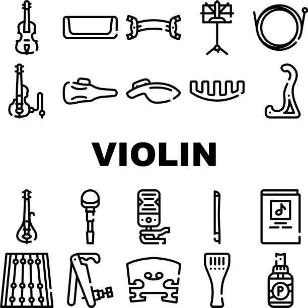 小提琴弦乐器图标设置图片下载