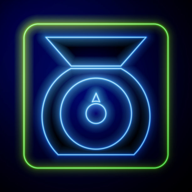 发光的霓虹灯鳞片图标孤立在蓝色图片下载