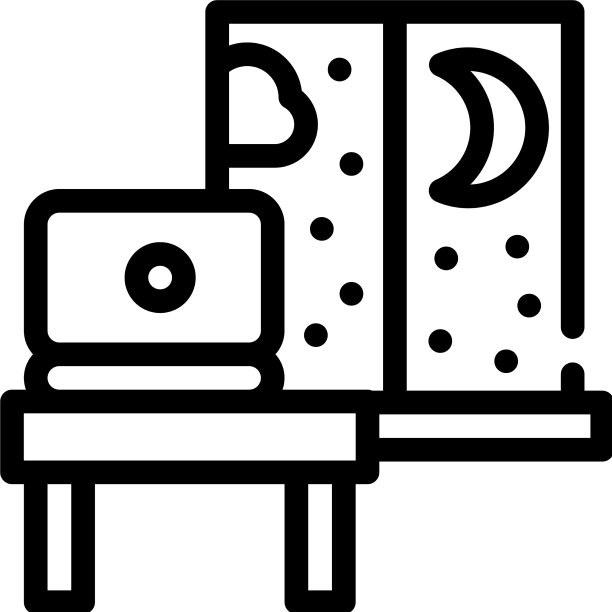 晚上在家工作线图标图片下载