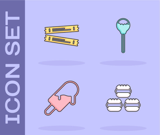 设置马卡龙，饼干，糖棒，包冰淇淋图片下载