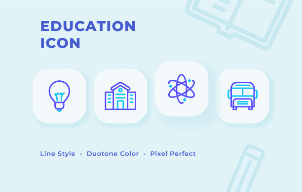 教育图标设置用线条风格二重色调图片下载